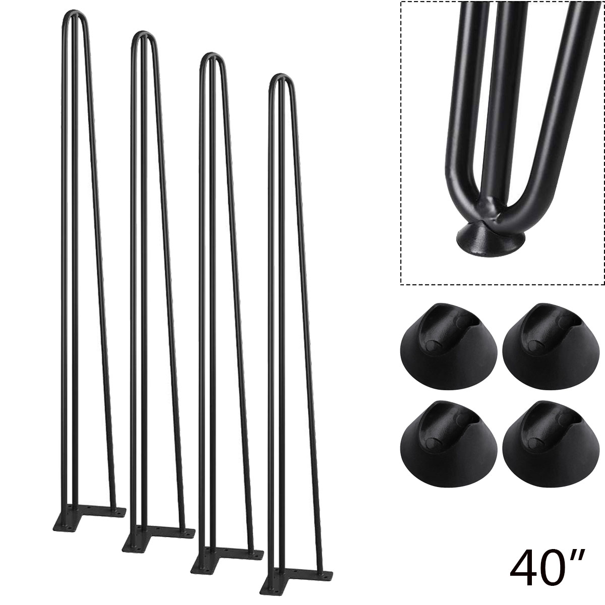 Set of 4 40" 3-Rod Hairpin Iron Coffee Table Legs Desk DIY Bar table