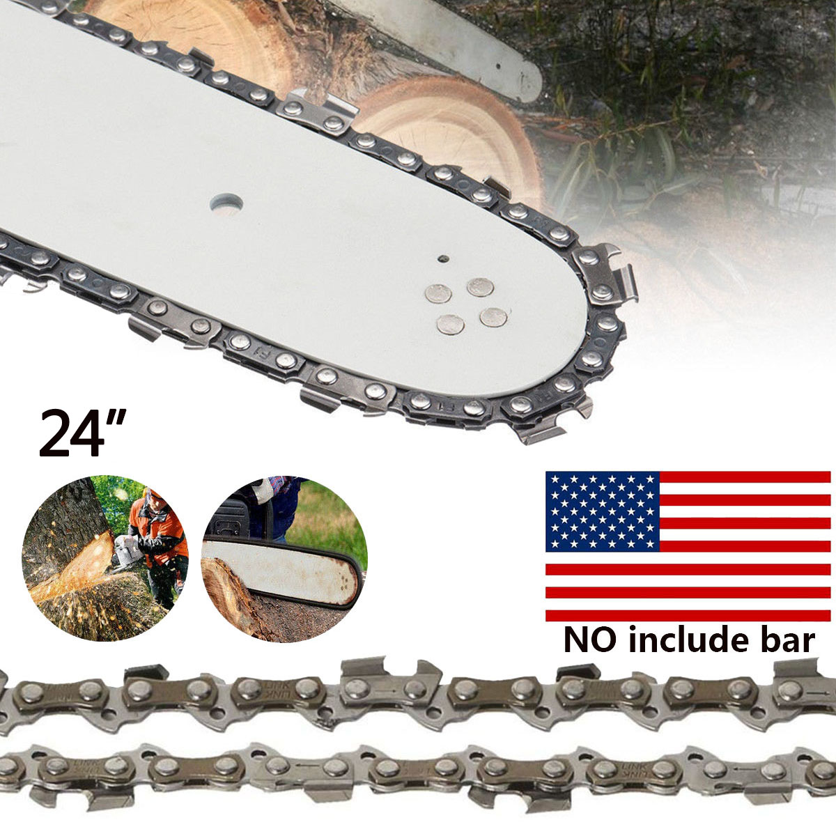 24" Chainsaw Saw Chain Blade 3/8" .050 Gauge 84DL Replacement (No Guide