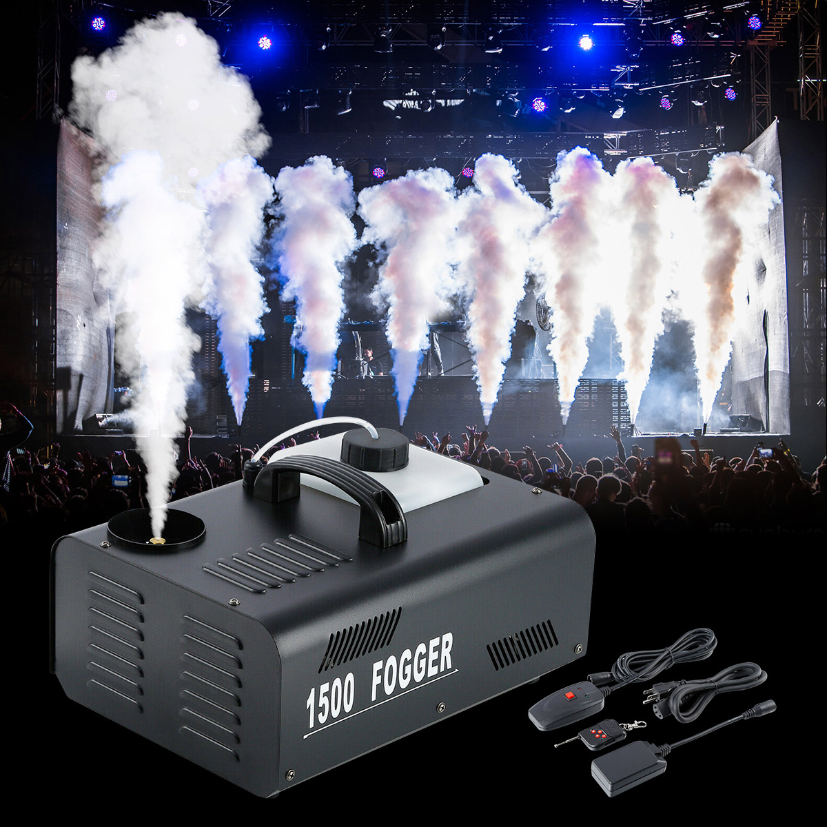 1500W Party Stage Fog Smoke Machine Upspray Fogger w/Wireless Remote