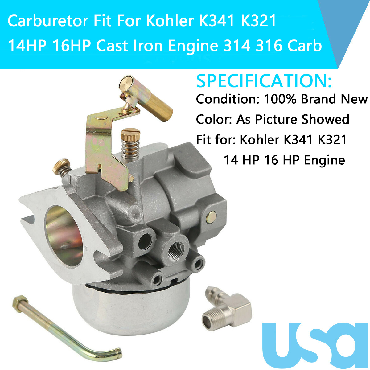 New Engine Carb Carburetor For Kohler K321 K341 Cast Iron 14HP 16HP Genuine US