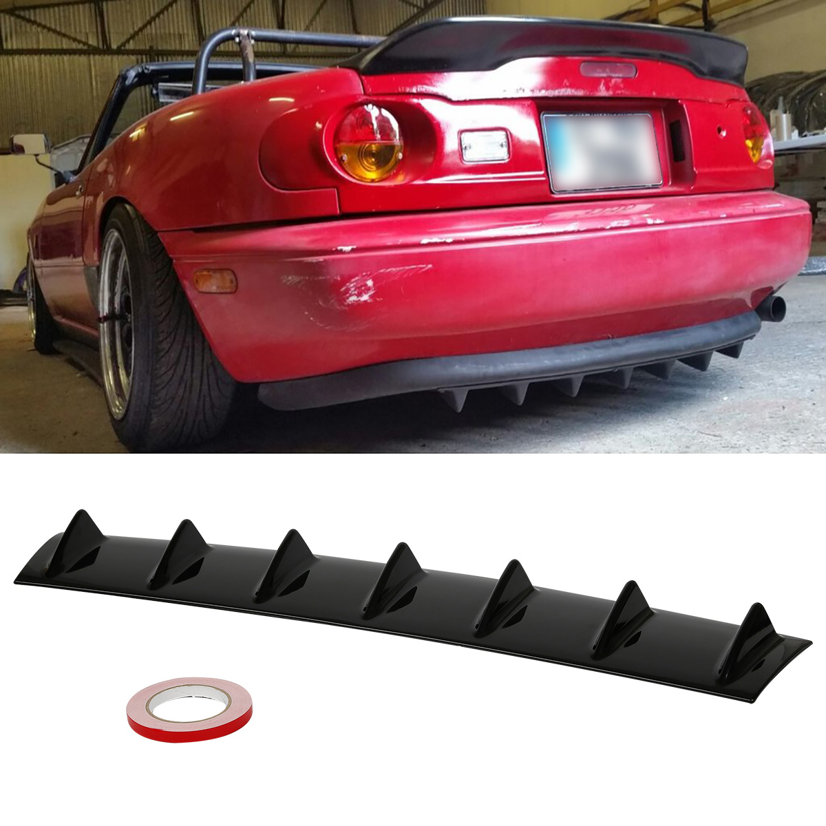 Shark Fin 5 Wing Lip Diffuser 14/"x 6/" Rear Bumper Chassis Black ABS Universal