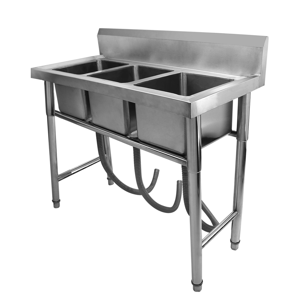 Details About 3 Compartment Stainless Steel Kitchen Commercial Sink Heavy Duty W Drain Pipe